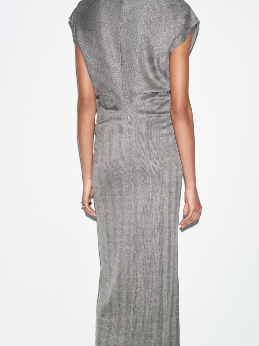 HERRINGBONE MIDI DRESS - Picture 5 of 9